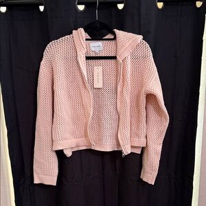 Pink Rose Women's Pink Open-Knit Cardigan